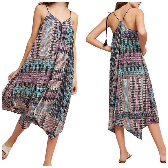 Anthropologie Akemi + Kin Tasseled Asymmetrical Midi Dress Size XS - Picture 1 of 10